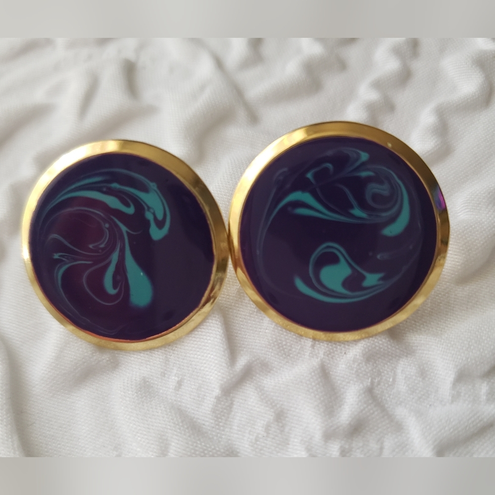 Vintage Blue enamel earrings